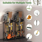 Garden Tool Organizer for Corner - Heavy Duty Metal Rack with 34 Storage Compartments & 14 Hooks for Shovels, Rakes, Long-Handled Tools, Ideal for Garden, Shed, Garage Storage - Image 4