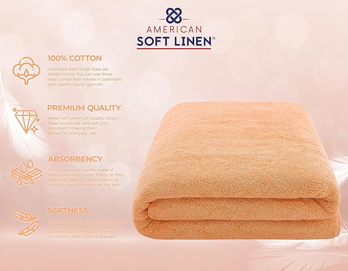 American Soft Linen 100% Cotton 600 GSM Turkish 40x80 Oversized Bath Towel Sheet - Image 4