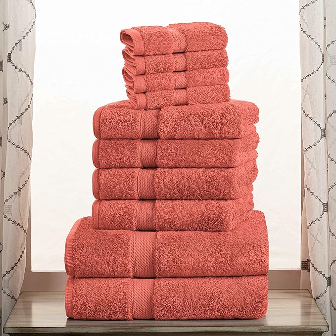 SUPERIOR Egyptian Cotton Solid Towel Set, Washcloths 13” x 13”, Hand Towels 20” - Image 2