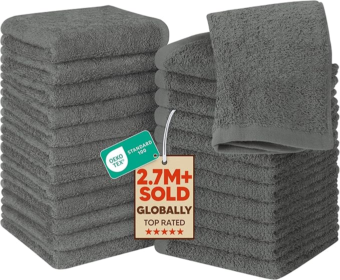 Utopia Towels 24 Pack Cotton Washcloths Set, 100% Ring Spun Cotton, Highly by UTOPIATOWELS