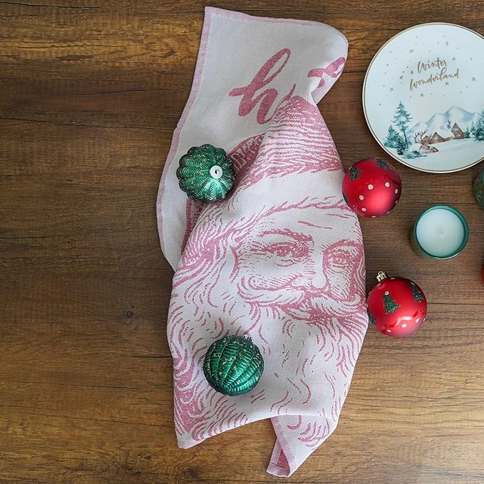 sea me at home Christmas Tea Towel Set of 4-100% Cotton Jacquard Kitchen Towels - Image 5