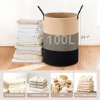 Tall Laundry Basket with Handles, 100L Portable Dirty Clothes Hamper, Boho - Image 2