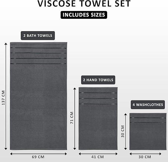 Utopia Towels 8-Piece Luxury Towel Set, 2 Bath Towels, 2 Hand Towels, and 4 - Image 2