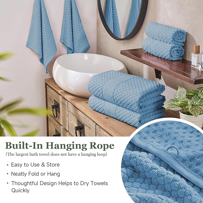 Simple&Opulence 6 Piece Luxury Towel Set, 100% Cotton Bathroom Towels - Image 3