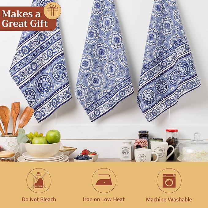 Maison d' Hermine Kitchen Towels Set of 3 100% Cotton 27.50" x 20" Reusable - Image 5