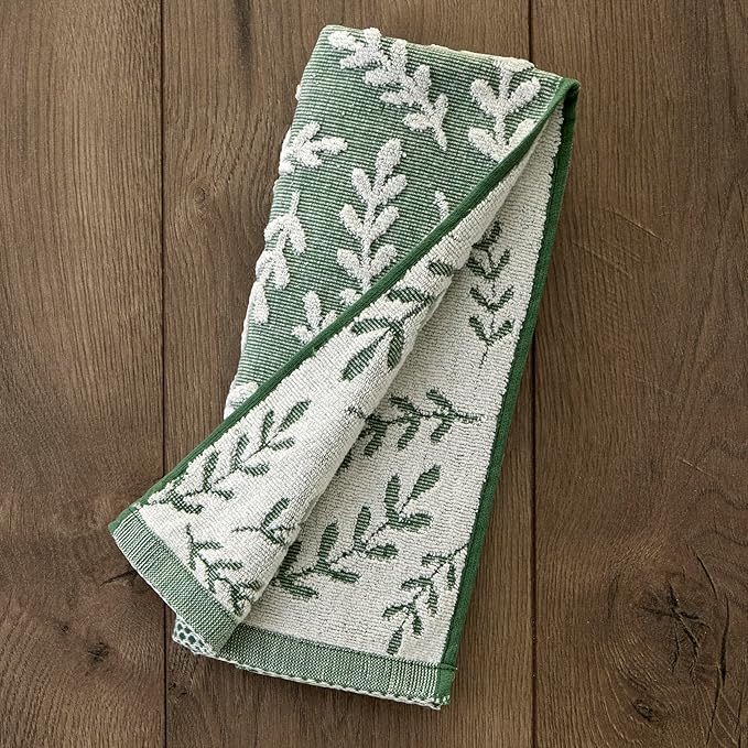 SKL Home Leaf Sprig 100% Cotton Jacquard 2pc Hand Towel Set, Reversible & - Image 2
