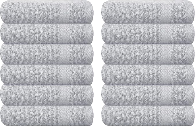 GLAMBURG Ultra Soft 12-Piece Washcloths Set 13x13-100% Ringspun Cotton by GLAMBURG