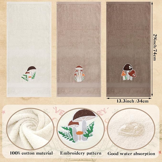 3 Pcs Mushroom Decorative Hand Towels - Image 2