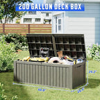 Outdoor Storage Box, Resin Deck Boxes Indoor and outdoor, Waterproof Storage Box Lockable Lid (Grey,200 Gallon) - Image 2
