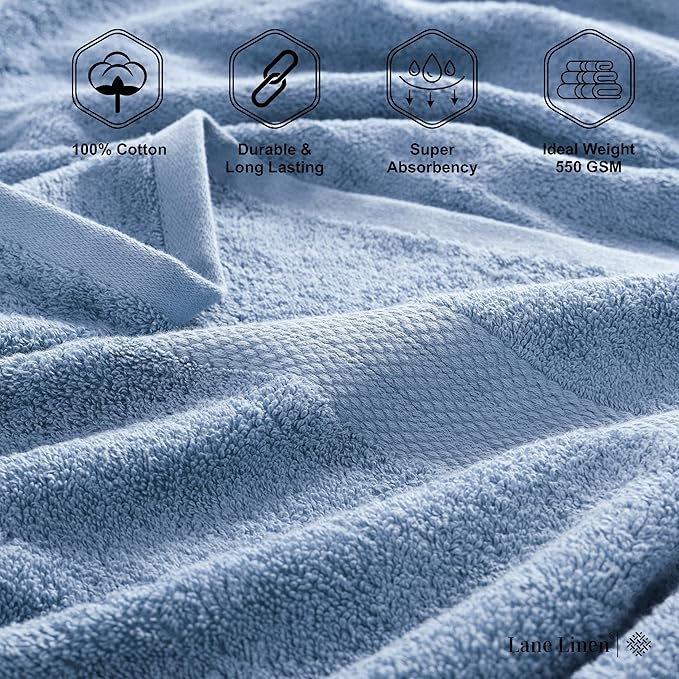 LANE LINEN 100% Ring Spun Cotton 4 Pack Bath Towels - Image 6