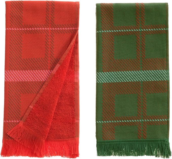 sea me at home Holiday Plaid Hand Towels by seameathome