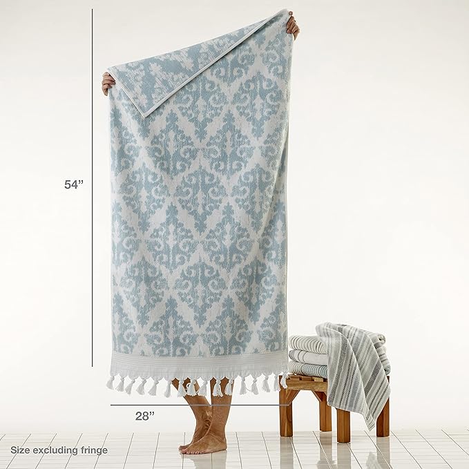 SKL Home Mirage Fringe 100% Turkish Cotton Bath Towel, 54.00" x 28.00" - Image 2