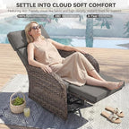 Zero Gravity Patio Swivel Rocking Recliner Chairs Set of 2 - Wicker Outdoor Lounge Chair with Adjustable Backrest & Footrest, All Weather Reclining Rocker Chairs with Thick Cushion for Pool Deck Grey - Image 3