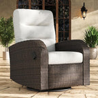 LayinSun Oversized Wicker Outdoor Swivel Glider Recliner with Adjustable Backrest & Footrest, Patio Reclining Lounge Chair by LayinSun