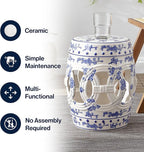 JONATHAN Y TBL1027A Lucky Coins 16" Chinese Ceramic Drum Indoor/Outdoor Garden Stool Bohemian, Coastal, Classic, Cottage, French Country, Patio, Garden Room, Bathroom, Living Room, Blue/White - Image 6