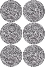 Stainless Steel Scourer Heavy Duty Scrubber Pads Steel Wool Pack of 6 by Carrie+Joe