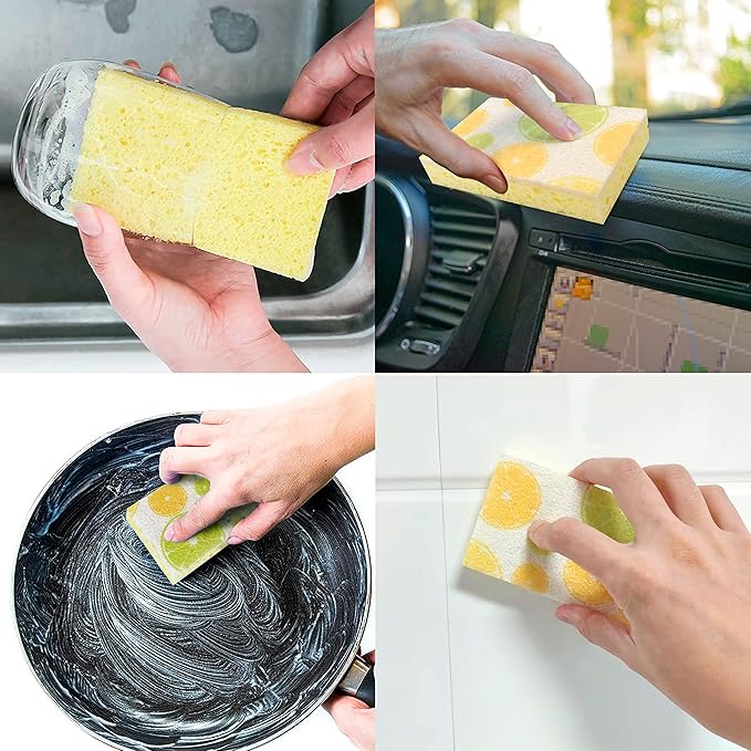CELOX Lemon Printed Dual Sided Scrub Dish Sponges, Non Scratch Sponge - Image 6