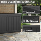 Outdoor Storage Box, Resin Deck Boxes Indoor and outdoor, Waterproof Storage Box Lockable Lid (Black,180 Gallon) - Image 4