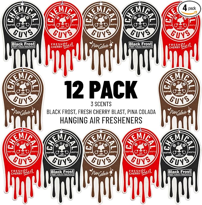 Chemical Guys Car Fresheners, Hanging Air Fresheners, Variety Scent Pack 12 Pack by ChemicalGuys