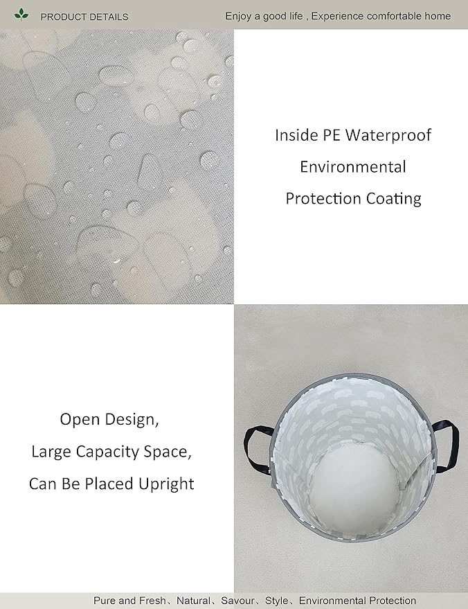 Round waterproof laundry basket, foldable storage basket, laundry Hampers - Image 4