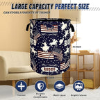 Western Cowboy Laundry Hamper Foldable Oxford Cloth American Flag Laundry Basket - Image 3
