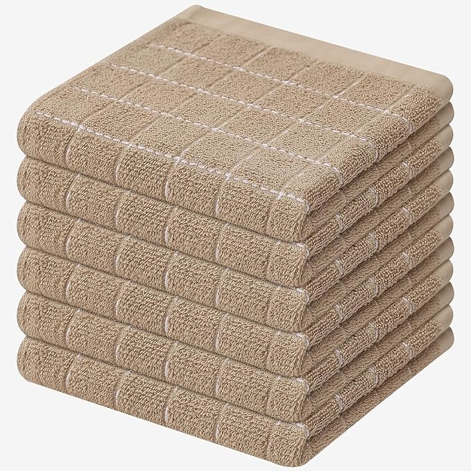 Mordimy 100% Cotton Terry Cloth Dish Cloths, Soft and Absorbent Checkered Dish by Mordimy
