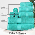 SUPERIOR Egyptian Cotton Pile 8 Piece Towel Set, Includes 2 Bath, 2 Hand - Image 4