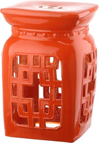 Safavieh Beijing Filigree Ceramic Decorative Garden Stool, Orange by SAFAVIEH