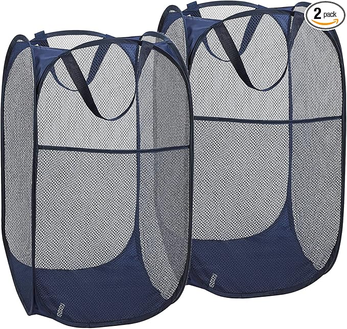 2 Pack Laundry Hamper, Foldable Mesh Popup Laundry Basket by LVXINLI