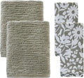 SKL Home CloudSoft/Bedford Floral 100% Cotton Luxury 4-Piece Towel Set by SKLHomebySaturdayKnightLtd