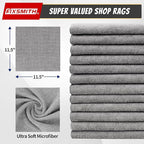 FIXSMITH Microfiber Cleaning Cloth, Shop Towels Bulk, 24 Pack Grey Microfiber - Image 2