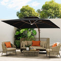 10 X 13 FT Cantilever Outdoor Patio Umbrella with Led Lights Large Heavy Duty 360° Rotation Double Top Offset Rectangular Umbrellas for Backyard Garden Pool Outside Deck, Black by MEVBC