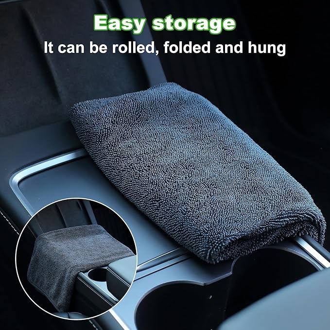 JOYMOOP Microfiber Towels for Cars, 35.4" x 23.6" Car Drying Towel, Dark Gray - Image 8