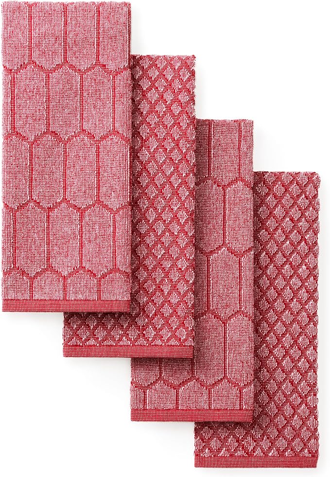Martha Stewart Honeycomb Chambray Textured Kitchen Towel 4-Pack Set, 100% Cotton by MarthaStewart
