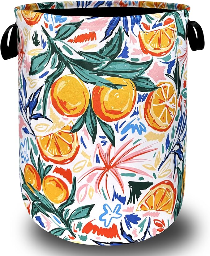 Tropical Fruit Orange Laundry Hamper Summer Colorful Laundry Basket by SELIONLIKN