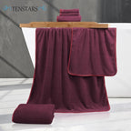 TENSTARS Microfiber Coral Velvet Luxury Silk Hemming Towel Set - Image 2