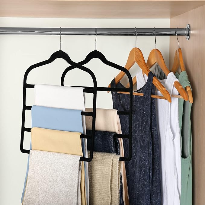 Velvet Pant Clothes Hanger Space Saving Non Slip Shorts Hanger, Myfolrena Jeans - Image 6