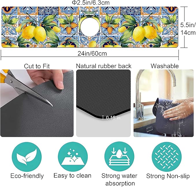 Kitchen Sink Splash Guard Faucet Mat Super Absorbent Fast Drying Mat Sink - Image 4