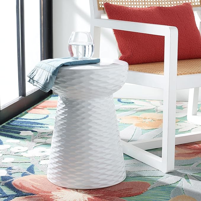 Safavieh Daphne Glazed Ceramic Decorative Garden Stool, White - Image 2