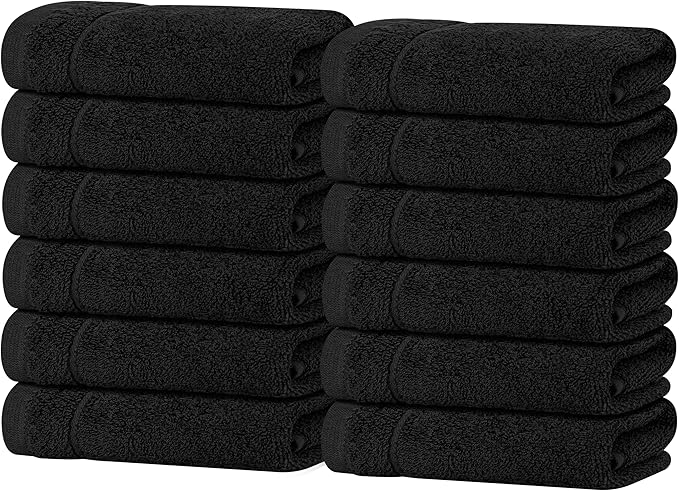 Tens Towels Pack of 12 Washcloths, 12 x 12 Inches, Lighter Weight, Quick to Dry by TensTowels