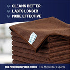 MW Pro Microfiber Cleaning Cloth | Brown | 12 Pack | 16” x 16” | Coffee - Image 2