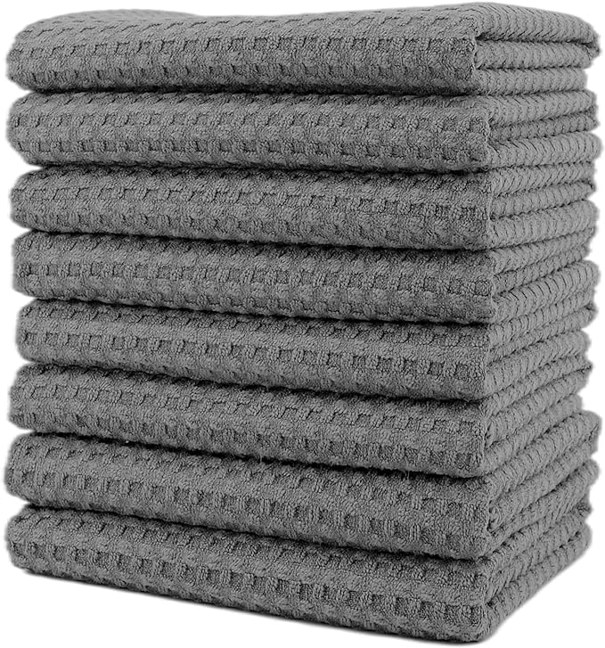 POLYTE Ultra Premium Microfiber Kitchen Dish Hand Towel Waffle Weave, 8 Pack by Polyte