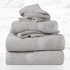 SUPERIOR Solid Egyptian Cotton Towel Set, Washcloths 13” x 13”, Hand Towels 20” - Image 2