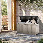 TARKARI 80 Gallon Lockable Resin Deck Box, Waterproof & UV-Resistant Outdoor Storage Box for Outdoor Cushion Storage, Garden Tools & Pool Accessories Storage, Coffee - Image 4