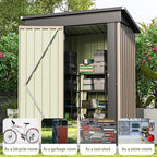 Patiowell 5x3 FT Outdoor Storage Shed, Tool Shed with Sloping Roof and Lockable Door, Metal Shed for Backyard Garden Patio Lawn, Brown - Image 2