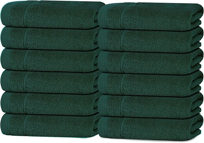Tens Towels Pack of 12 Washcloths, 12 x 12 Inches, Lighter Weight, Quick to Dry by TensTowels