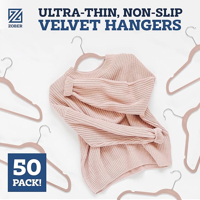 ZOBER Blush Velvet Hangers 50 Pack - Image 2
