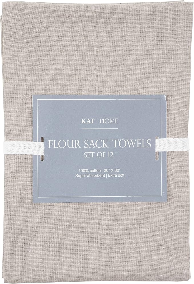 KAF Home Set of 12 Flat Flour Sack Embroidery/Craft Gray Kitchen Towels - Image 2