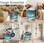 Tropical Beach Laundry Basket, Foldable Waterproof Oxford Cloth Tote Bag Hawaii - Image 7