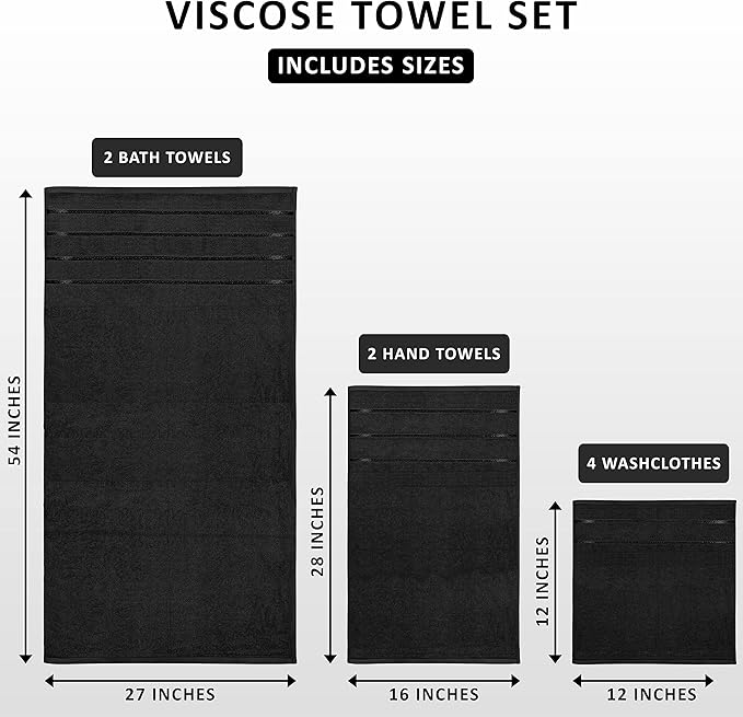 Utopia Towels 8 Piece Luxury Towel Set, 2 Bath, 2 Hand, and 4 Wash Cloths - Image 2